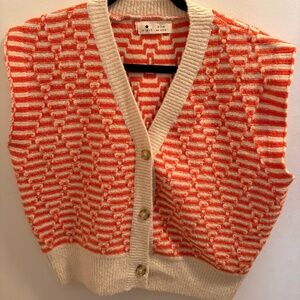 Orange/White sweater vest